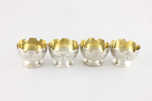ANTIQUE SILVER SALT CELLARS FOUR VICTORIAN SALT DISHES THOMAS SMILY - ADDITIONAL PHOTO 4