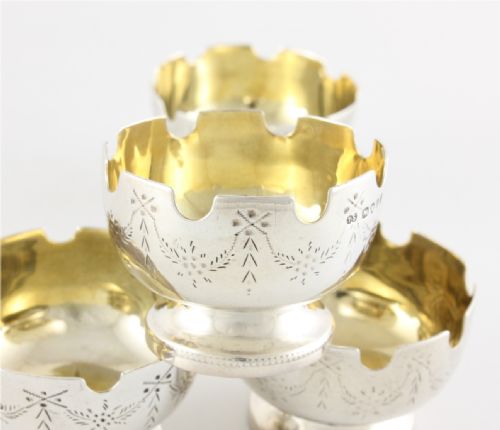 ANTIQUE SILVER SALT CELLARS FOUR VICTORIAN SALT DISHES THOMAS SMILY - ADDITIONAL PHOTO 9