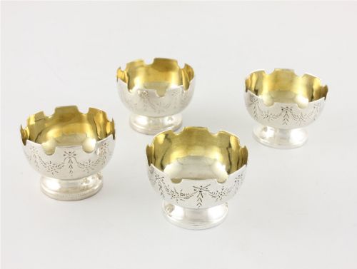 ANTIQUE SILVER SALT CELLARS FOUR VICTORIAN SALT DISHES THOMAS SMILY - ADDITIONAL PHOTO 10