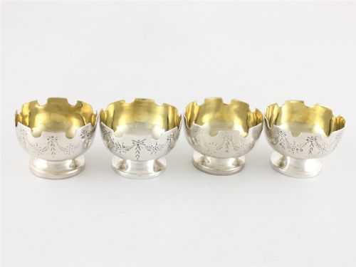 ANTIQUE SILVER SALT CELLARS FOUR VICTORIAN SALT DISHES THOMAS SMILY - ADDITIONAL PHOTO 12
