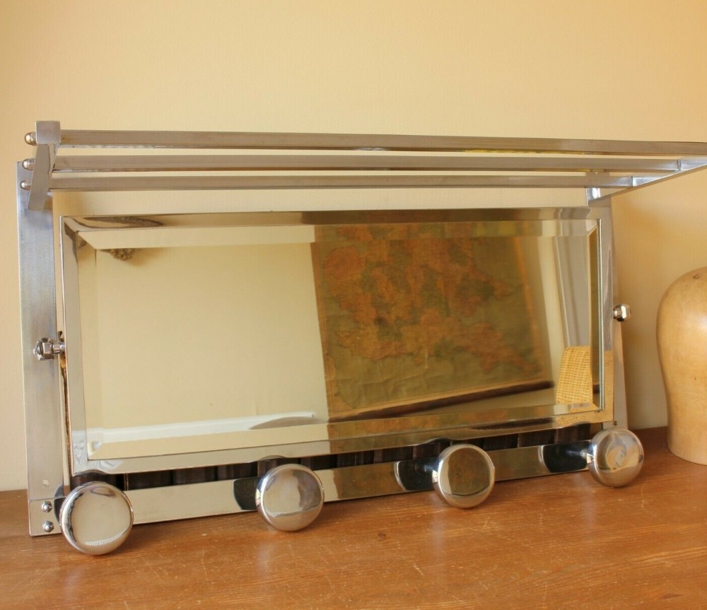 French Chrome Luggage Rack & Mirror Wall Shelf.