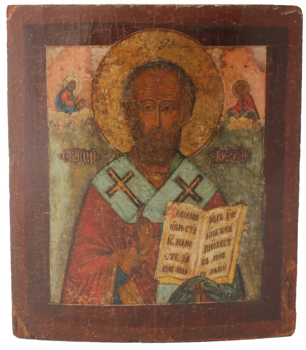 19th Century Religious Russian Icon St Nicholas The Wonderworker Of Myra.