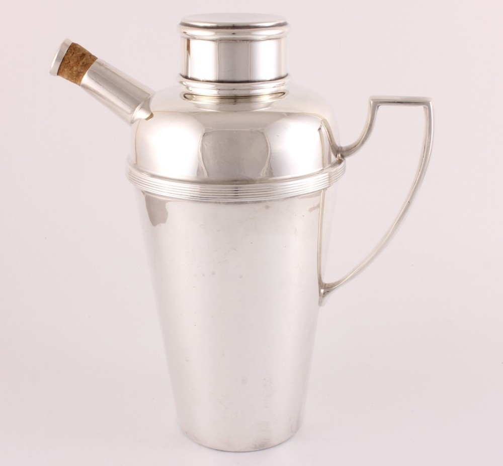 X Large 2 Pint Art Deco Silver Plate Cocktail Shaker by William Suckling