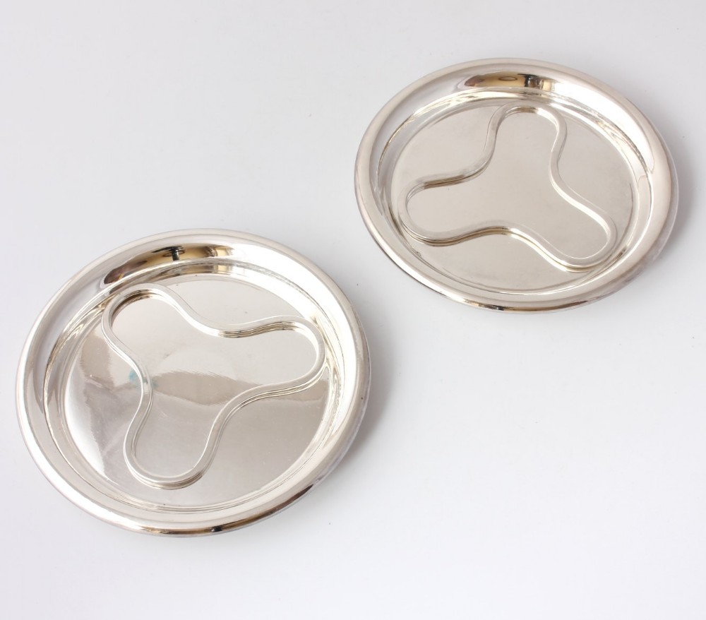 Two French Christofle Silver Plate Wine Bottle Coasters & Trivets
