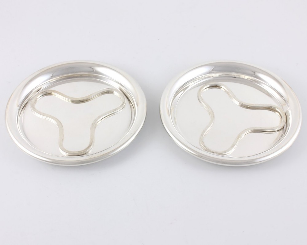 Two Christofle France Silver Plate Wine Bottle Coasters & Trivets. 