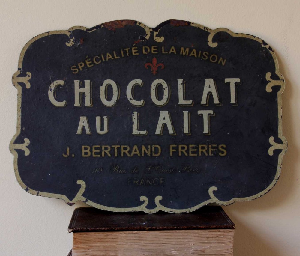 French Chocolat Au Lait Advertising Shop Sign.