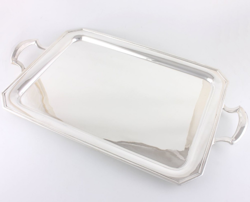 Large Silver Plate Two Handled Drinks Tray.