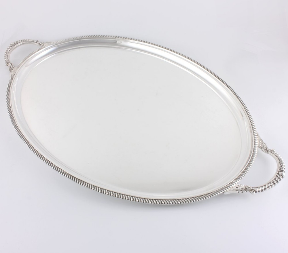 Large Oval Silver Plated Drinks Serving Tray.