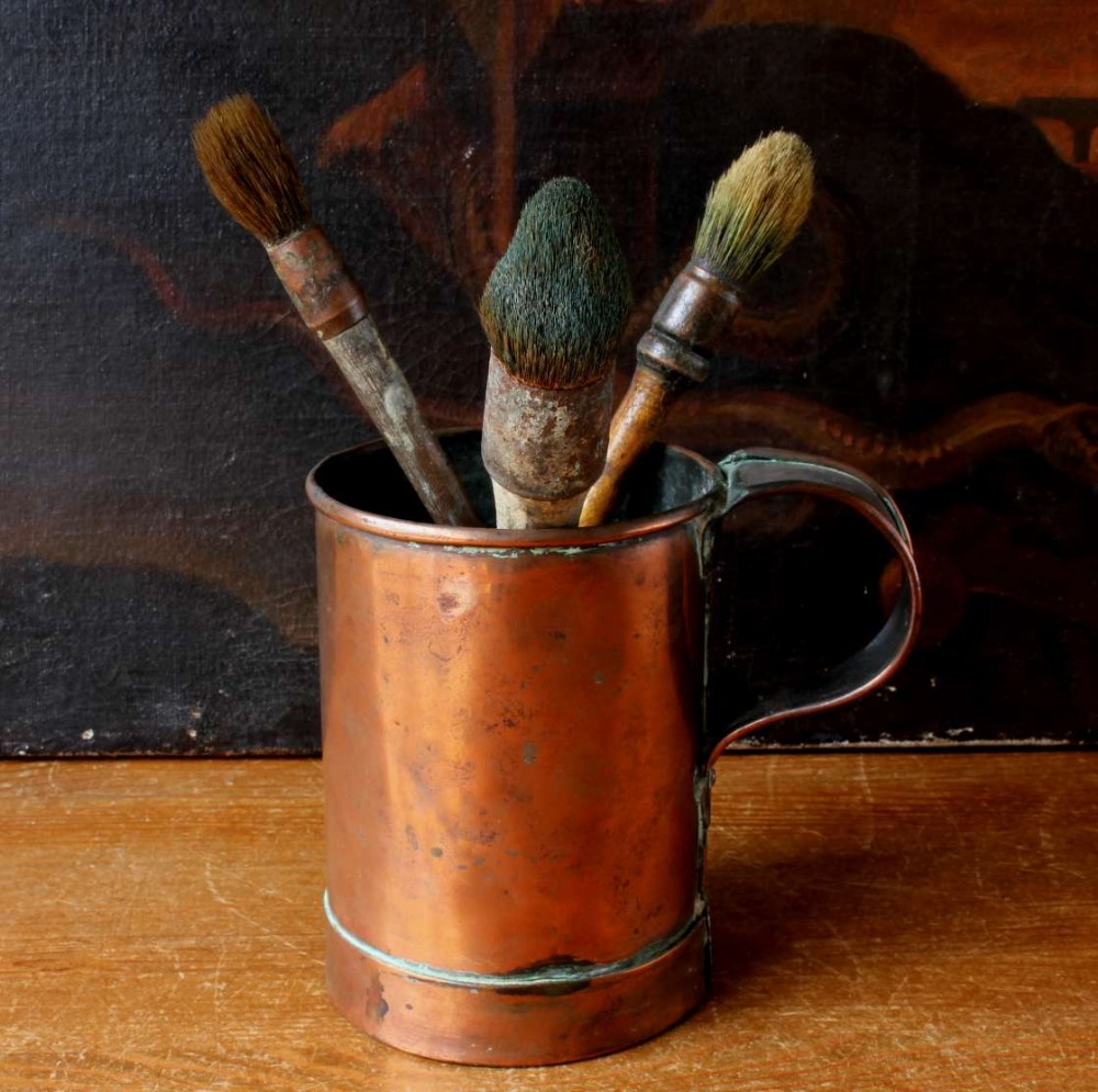 French Paint Brushes & Copper Pot.