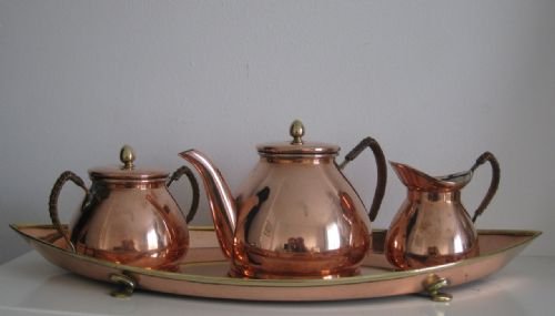 Arts and Crafts  Copper Tea Set