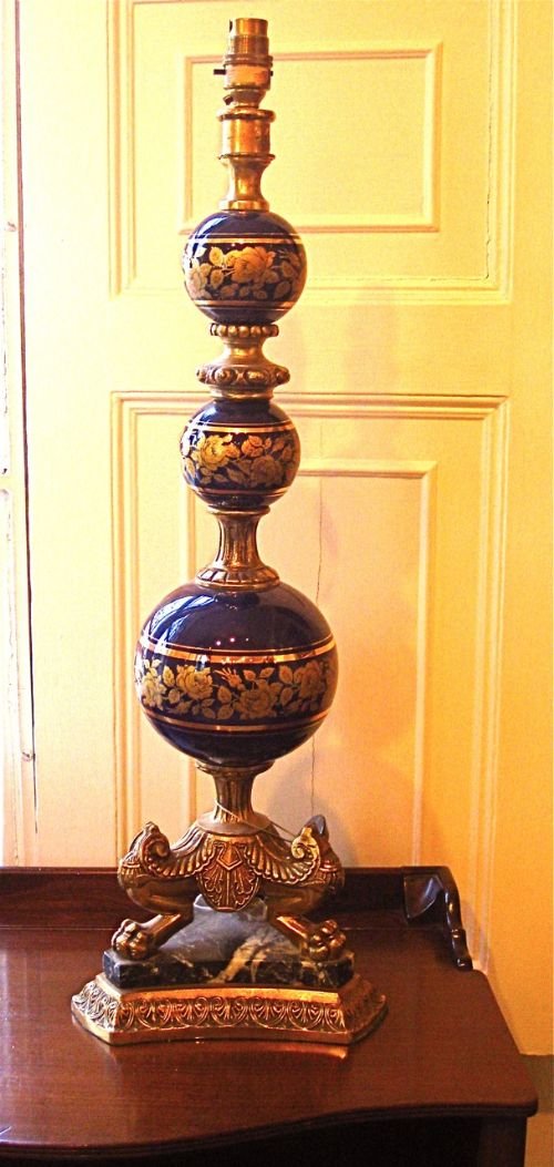 Late 19thc/early20thc Porcelain and Brass Lamp