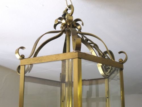 fig 1. A TALL ANTIQUE BRASS HALL LANTERN