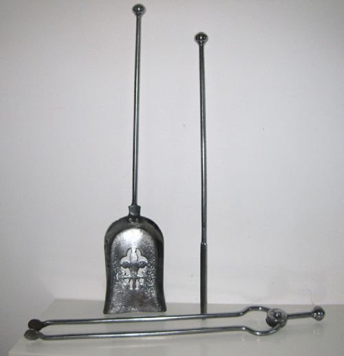 Set Victorian Steel Fire Irons