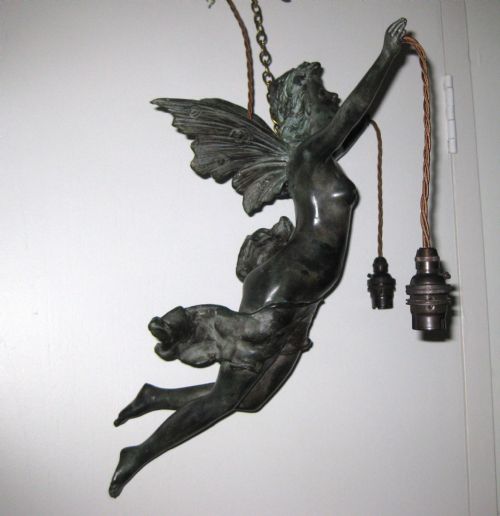 Victorian Bronze Flying Fairy Light