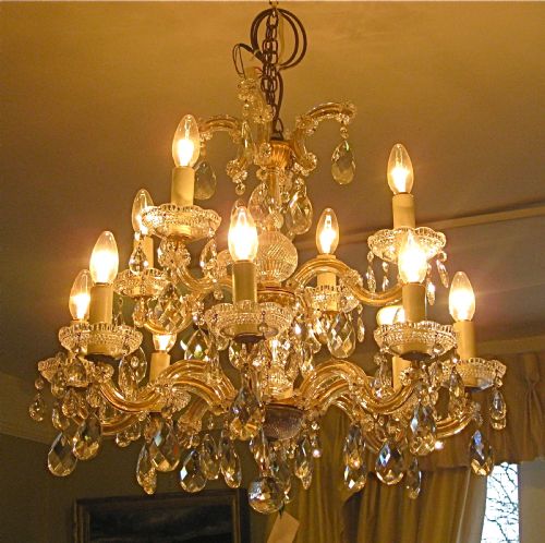 A Twelve Arm Glass Chandelier