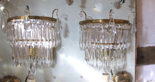 A Pair of Antique Mirror Backed Wall Lights