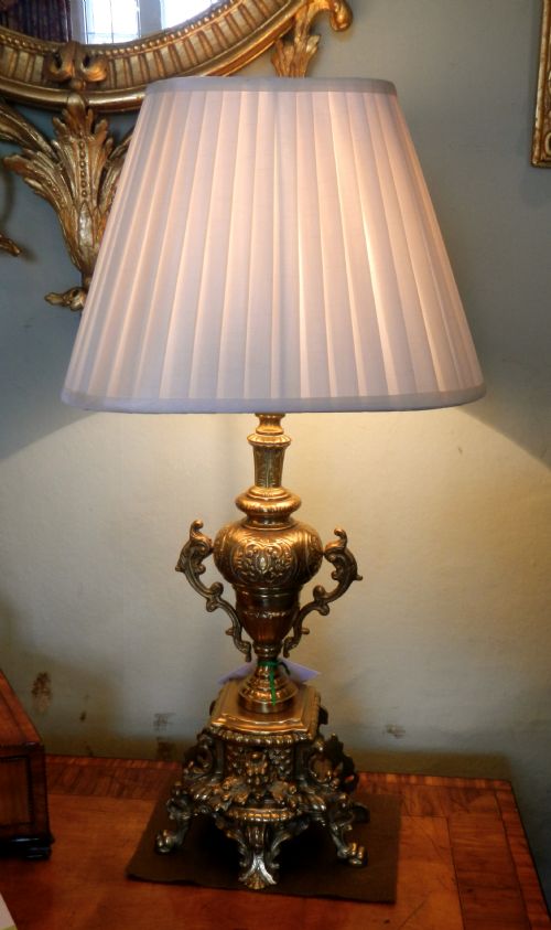 Late Victorian Ornate Brass Lamp