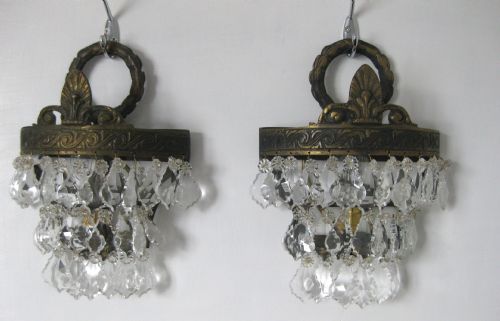 Pair of Three Tier Glass Drop Wall Lights