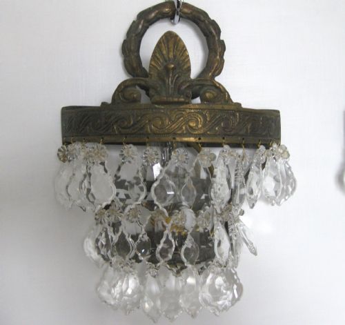 fig 1. PAIR OF THREE TIER GLASS DROP WALL LIGHTS