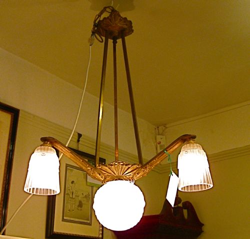 Art Deco Chandelier with Original Shades