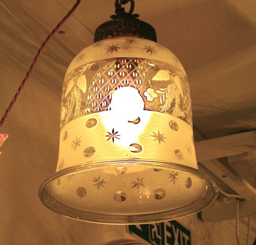 fig 1. A VICTORIAN ETCHED GLASS HALL LANTERN