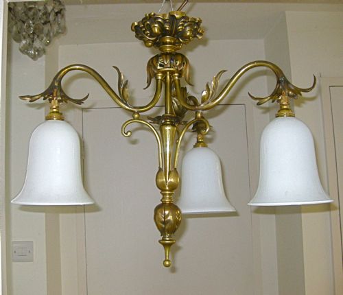 An Original Brass Art Nouveau Ceiling Light