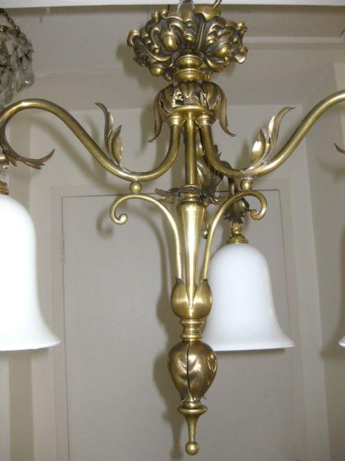 fig 1. AN ORIGINAL BRASS ART NOUVEAU CEILING LIGHT