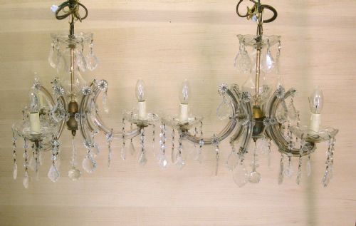 A Pair of Three Arm Marie Therese Chandeliers
