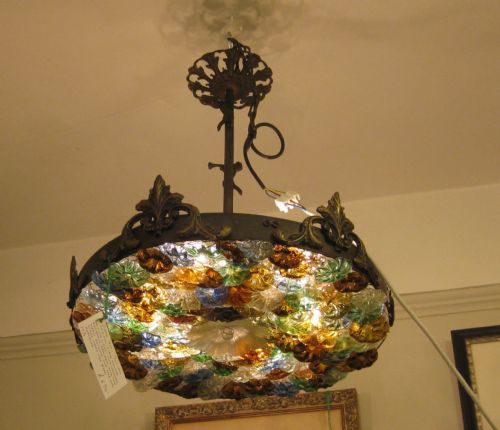 Brass and Glass Flowered Ceiling Light