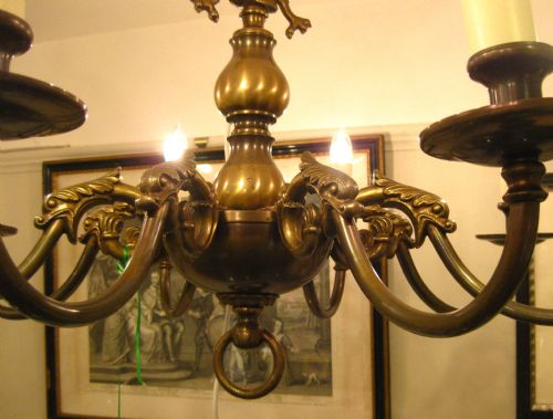 fig 2. A VICTORIAN BRASS EIGHT ARM CHANDELIER WITH DOLPHINS