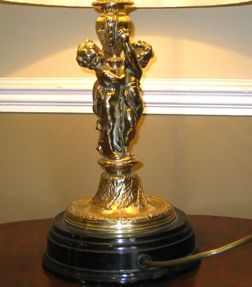 fig 1. A VICTORIAN GILDED CHERUB LAMP