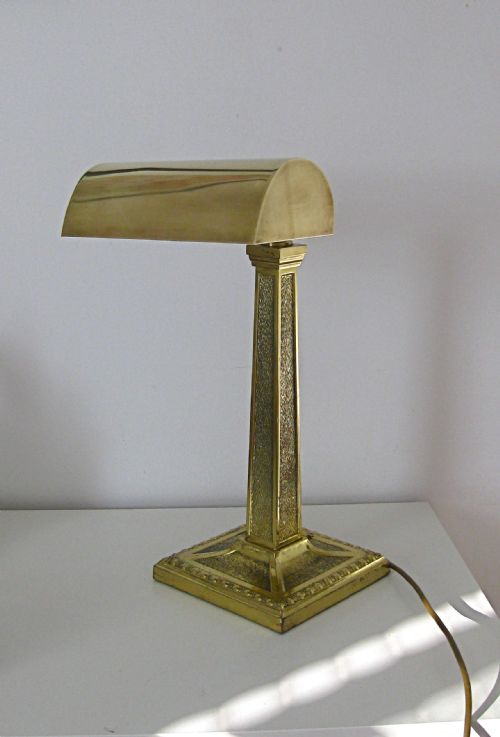 An Edwardian Heavy Brass Desk Lamp