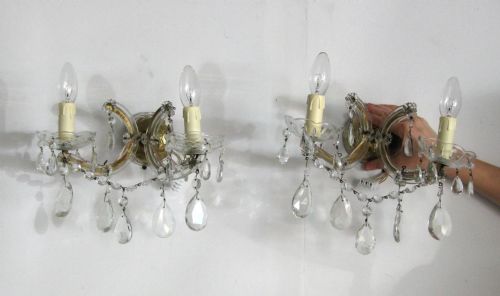 fig 1. A PAIR OF GLASS MARIE THERESE WALL LIGHTS