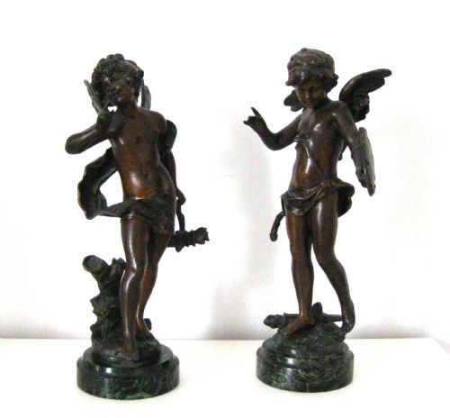 A Pair of a Mureau Spelter Cherubs