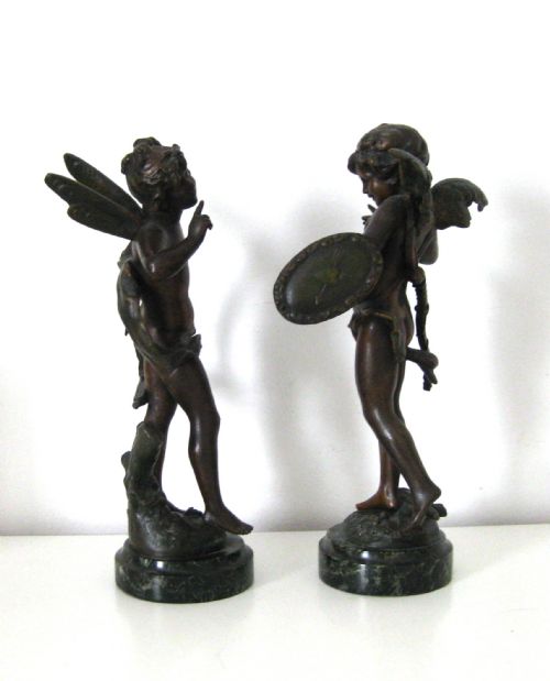 fig 1. A PAIR OF A MUREAU SPELTER CHERUBS
