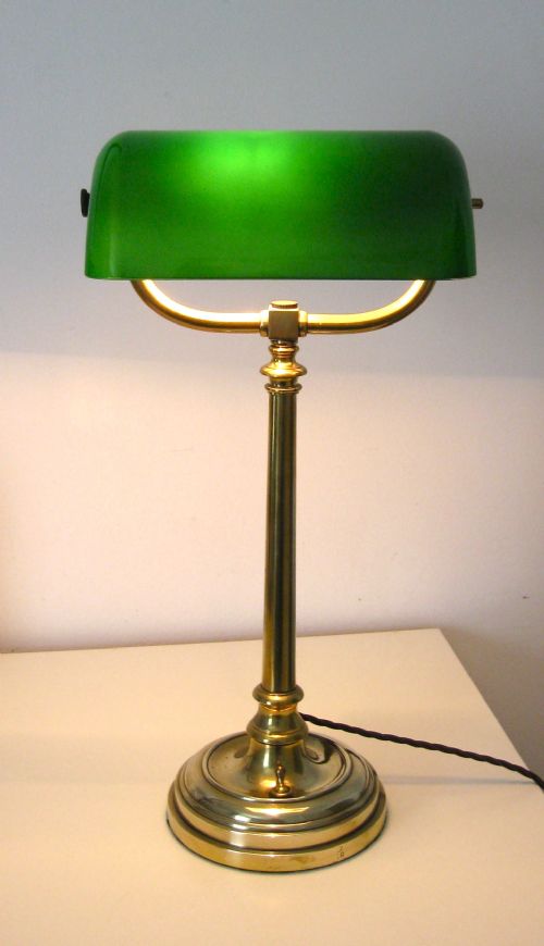 A Brass Antique Banker's Lamp