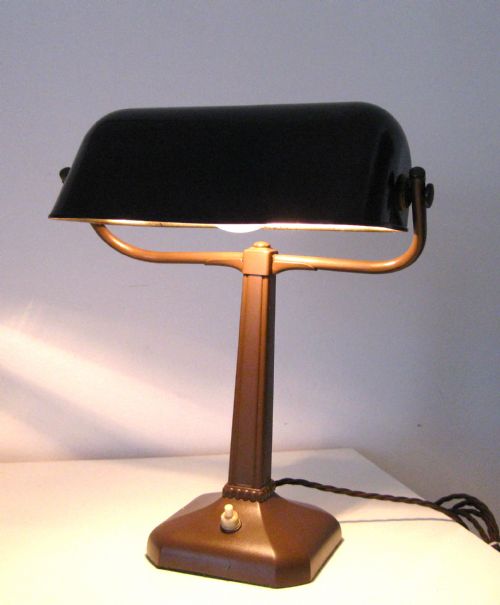 A War Time Painted Steel Desk Lamp