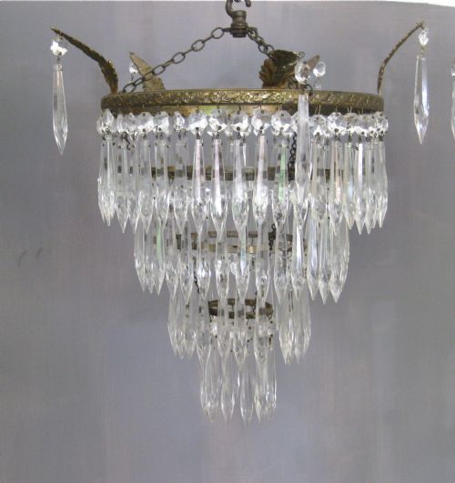 fig 1. A PAIR OF ANTIQUE FOUR TIER GLASS CEILING LIGHTS
