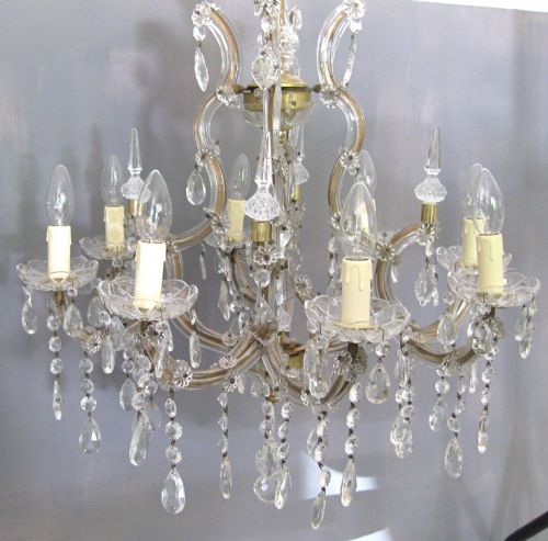 fig 1. PAIR OF ANTIQUE MARIE THERESE CHANDELIERS