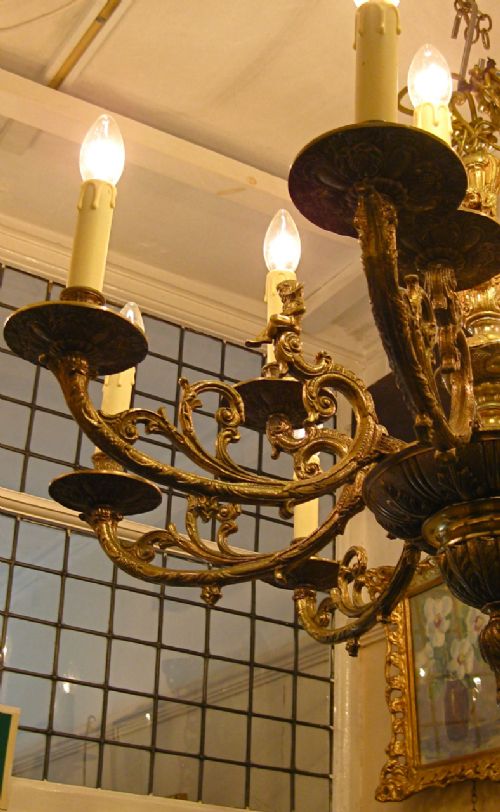 fig 2. A BRASS CHANDELIER WITH CHERUBS