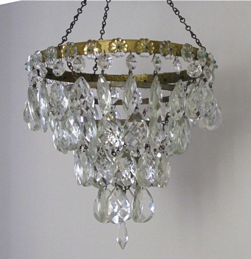 Pair of Large Antique Glass Drop Ceiling Lights