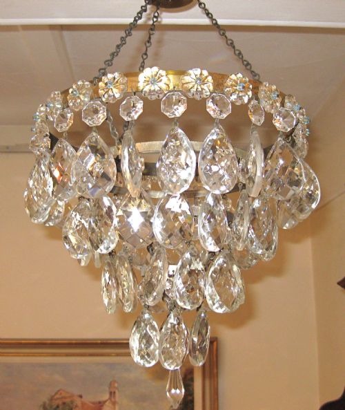 fig 1. PAIR OF LARGE ANTIQUE GLASS DROP CEILING LIGHTS