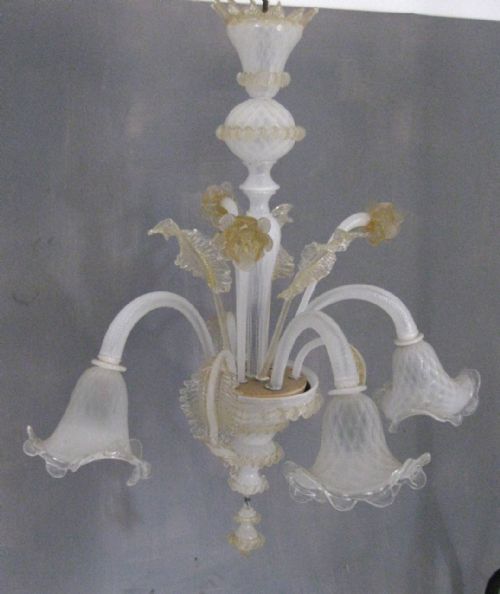 An Italian Glass Flower Chandelier