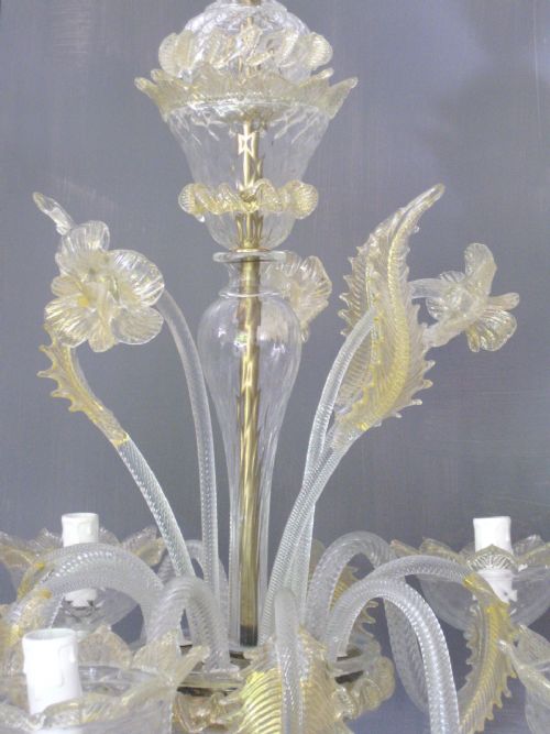 fig 1. CREAM AND CLEAR GLASS MURANO CHANDELIER