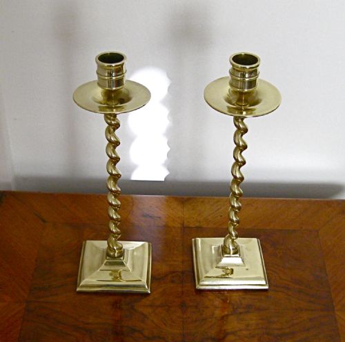 Pair of Brass Barley Twist Candlesticks