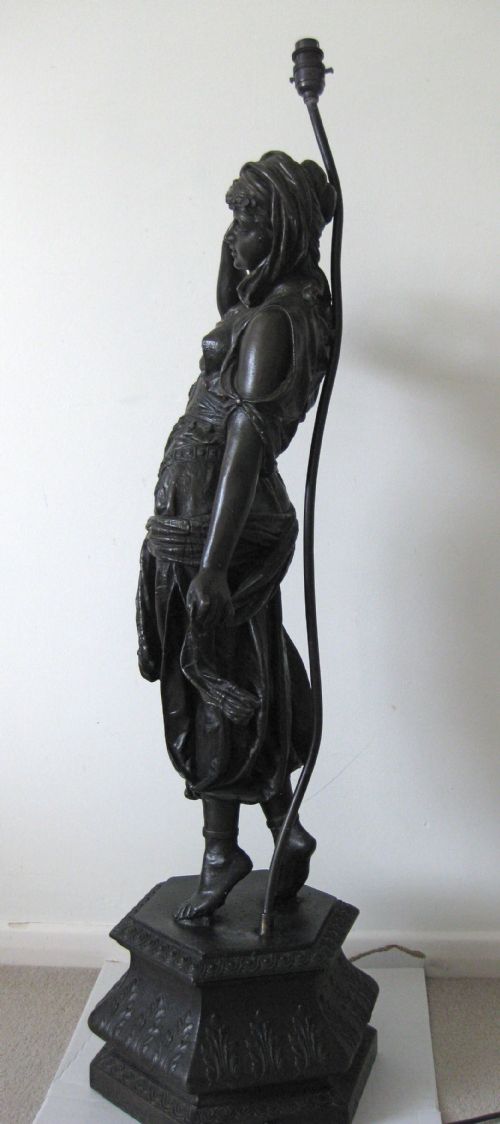fig 1. A VERY TALL ANTIQUE SPELTER LAMP