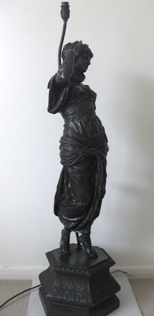 fig 2. A VERY TALL ANTIQUE SPELTER LAMP
