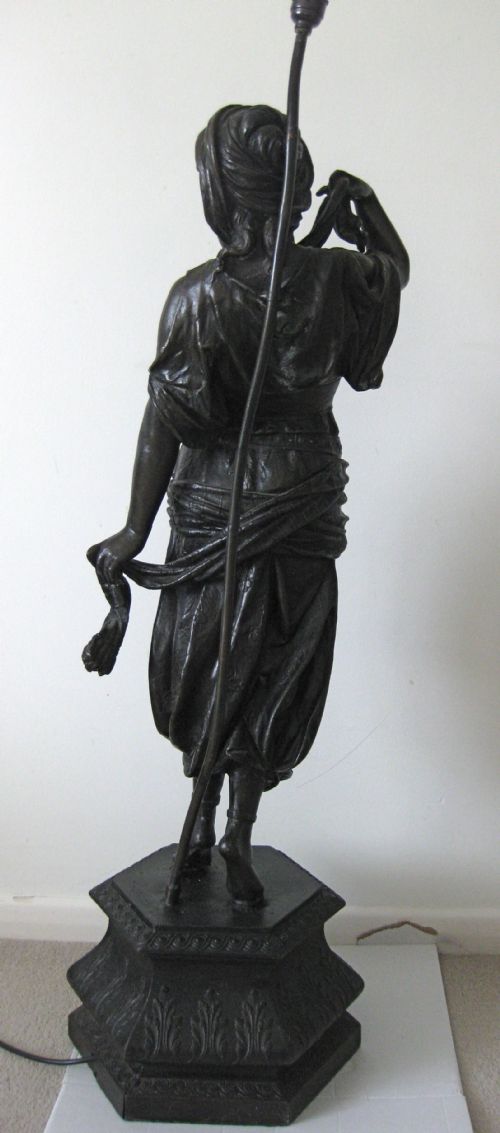 fig 3. A VERY TALL ANTIQUE SPELTER LAMP