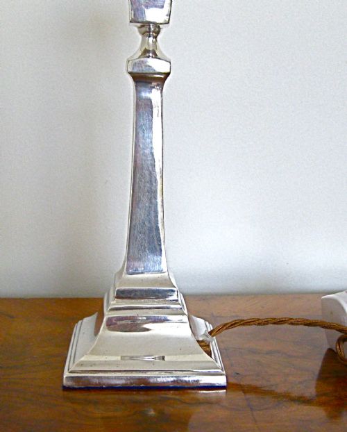 fig 1. AN ANTIQUE SILVER PLATED CANDLE LAMP