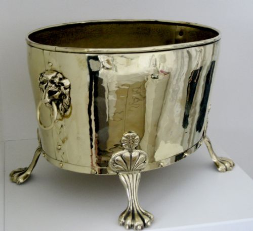 fig 1. LARGE BRASS PLANTER WITH LION'S CLAW FEET